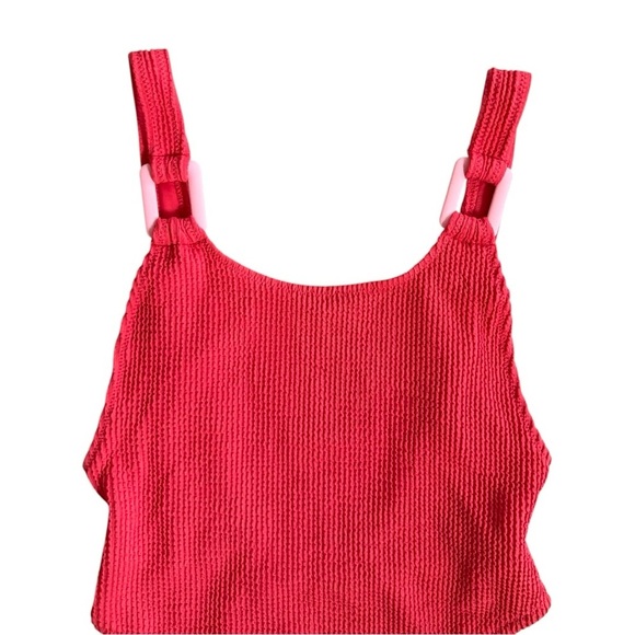 NWT Aerie Crinkle Birthday Scoop Cheekiest Red One Piece Swimsuit - Picture 8 of 12